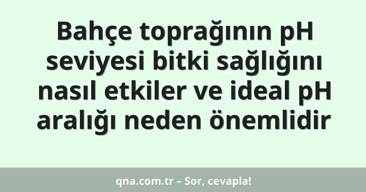 Bahçe toprağının pH seviyesi bitki sağlığını nasıl etkiler ve ideal pH aralığı neden önemlidir