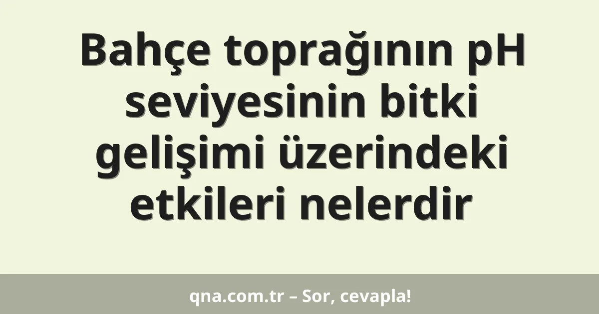 Bahçe toprağının pH seviyesinin bitki gelişimi üzerindeki etkileri nelerdir