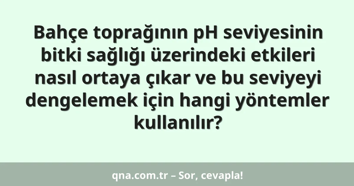 Bahçe toprağının pH seviyesinin bitki sağlığı üzerindeki etkileri nasıl ortaya çıkar ve bu seviyeyi dengelemek için hangi yöntemler kullanılır?