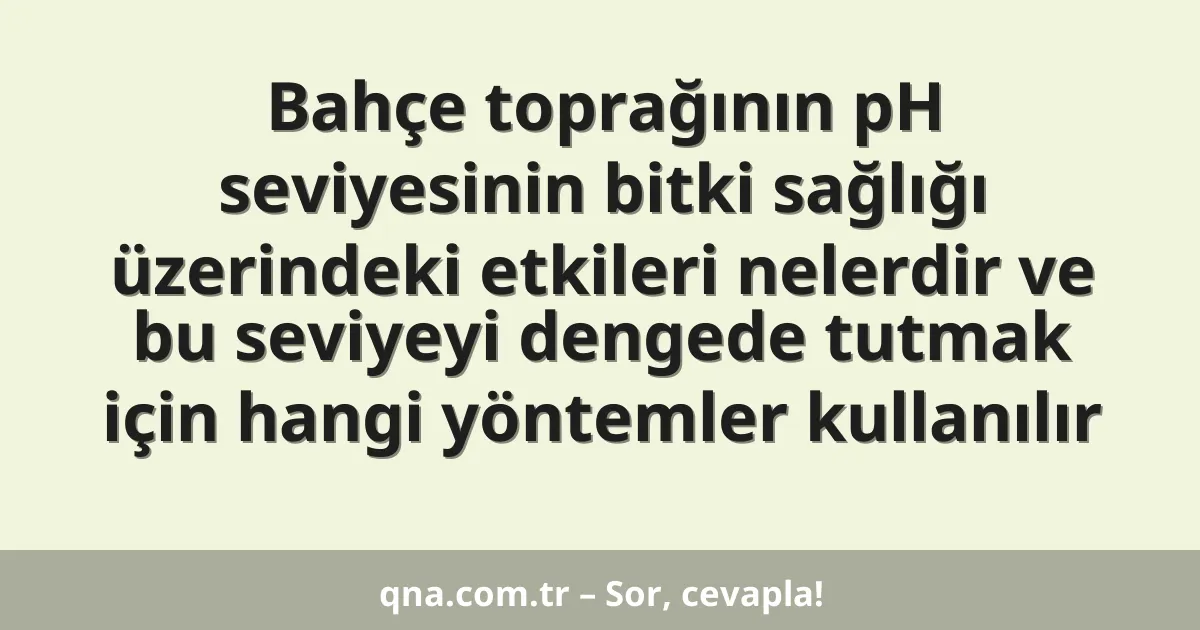 Bahçe toprağının pH seviyesinin bitki sağlığı üzerindeki etkileri nelerdir ve bu seviyeyi dengede tutmak için hangi yöntemler kullanılır