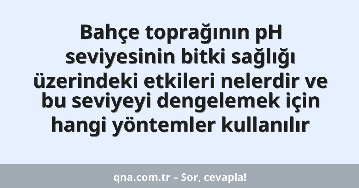 Bahçe toprağının pH seviyesinin bitki sağlığı üzerindeki etkileri nelerdir ve bu seviyeyi dengelemek için hangi yöntemler kullanılır