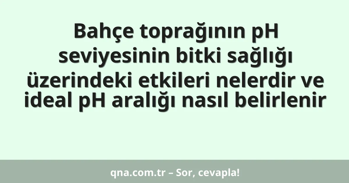 Bahçe toprağının pH seviyesinin bitki sağlığı üzerindeki etkileri nelerdir ve ideal pH aralığı nasıl belirlenir