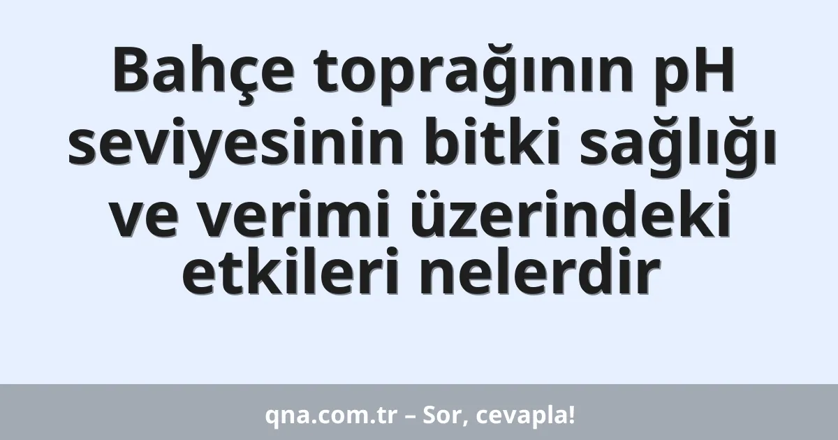 Bahçe toprağının pH seviyesinin bitki sağlığı ve verimi üzerindeki etkileri nelerdir