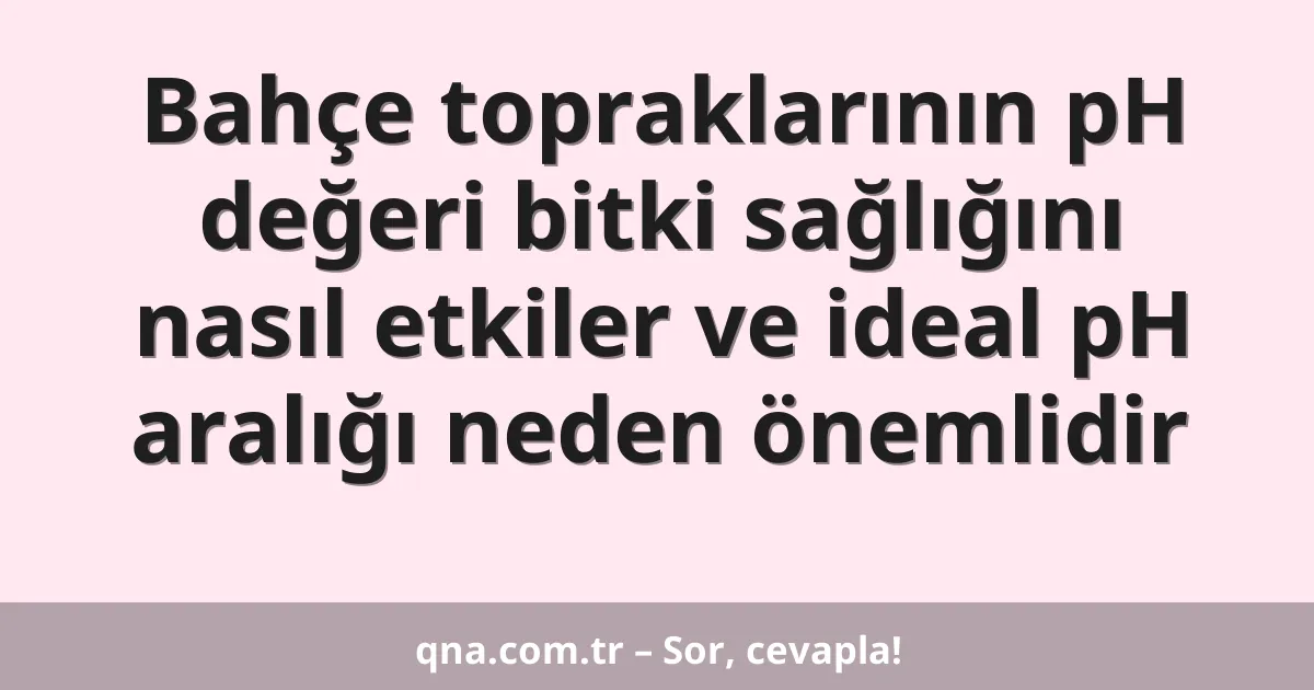 Bahçe topraklarının pH değeri bitki sağlığını nasıl etkiler ve ideal pH aralığı neden önemlidir