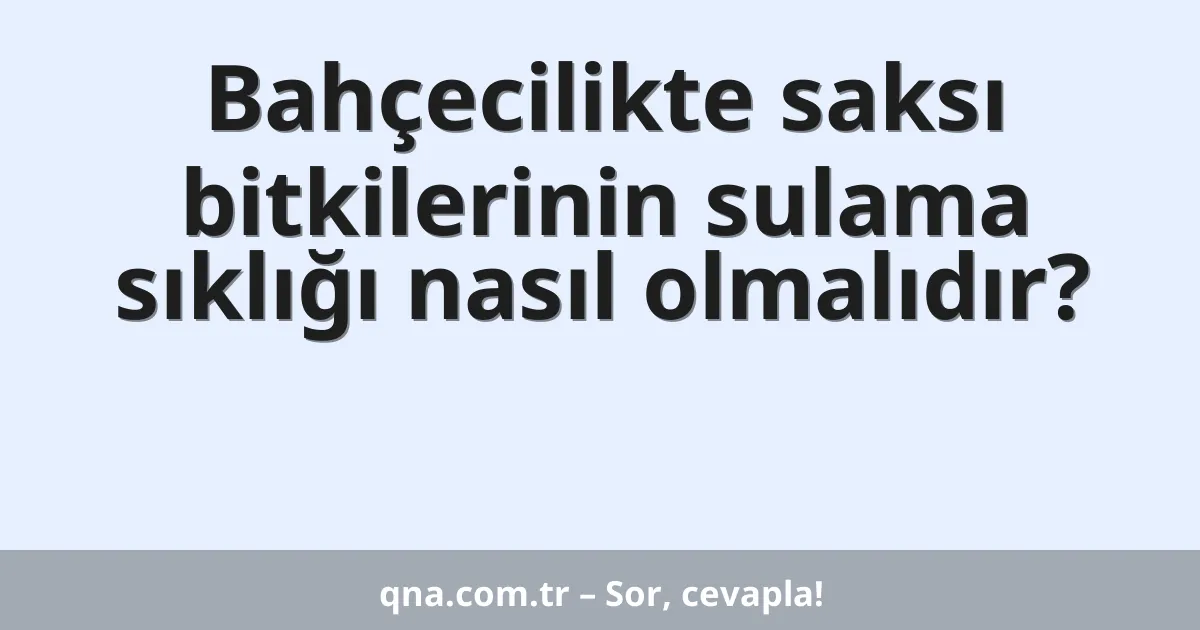 Bahçecilikte saksı bitkilerinin sulama sıklığı nasıl olmalıdır?