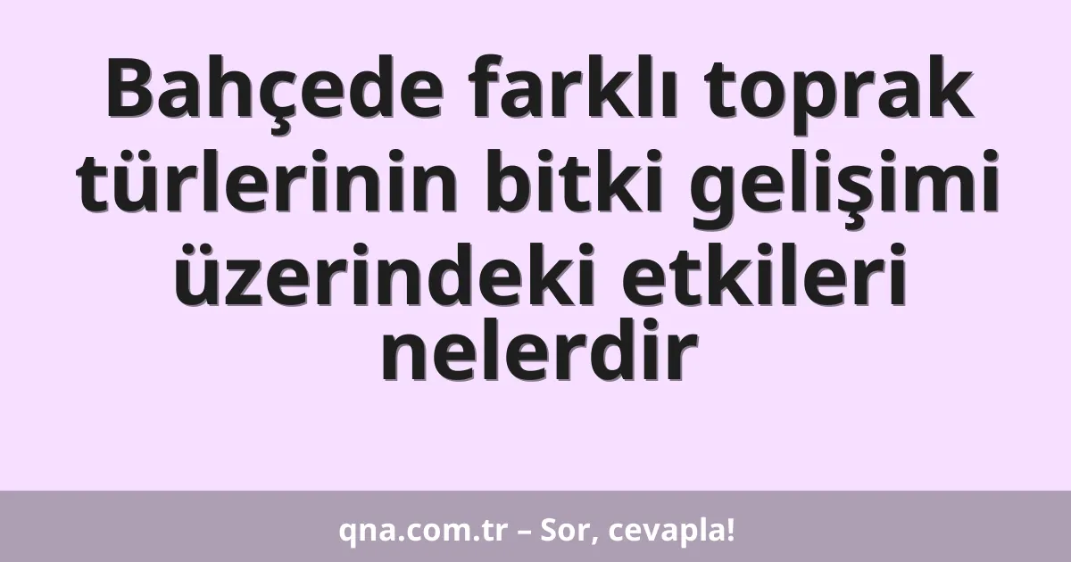 Bahçede farklı toprak türlerinin bitki gelişimi üzerindeki etkileri nelerdir