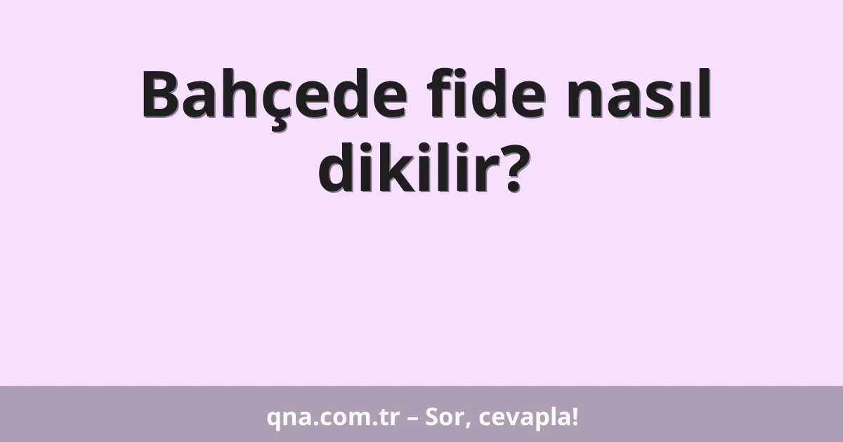 Bahçede fide nasıl dikilir?