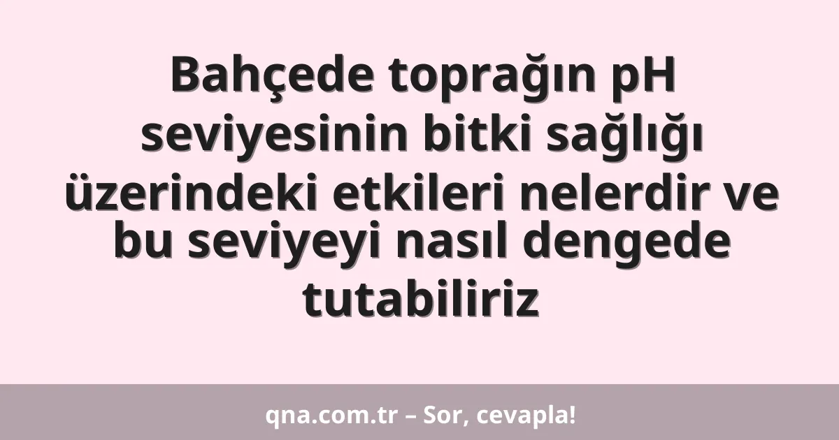 Bahçede toprağın pH seviyesinin bitki sağlığı üzerindeki etkileri nelerdir ve bu seviyeyi nasıl dengede tutabiliriz