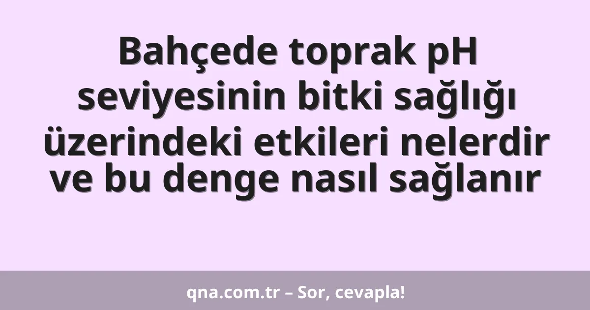 Bahçede toprak pH seviyesinin bitki sağlığı üzerindeki etkileri nelerdir ve bu denge nasıl sağlanır
