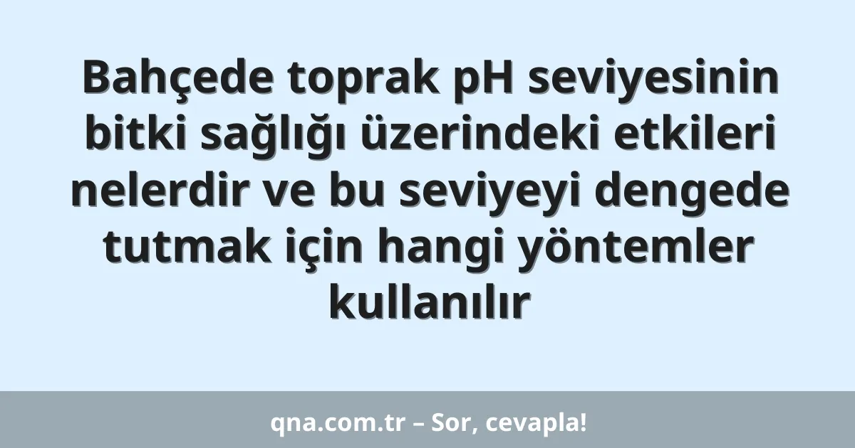Bahçede toprak pH seviyesinin bitki sağlığı üzerindeki etkileri nelerdir ve bu seviyeyi dengede tutmak için hangi yöntemler kullanılır
