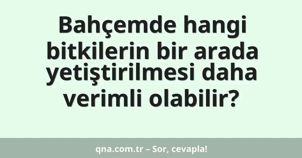 Bahçemde hangi bitkilerin bir arada yetiştirilmesi daha verimli olabilir?