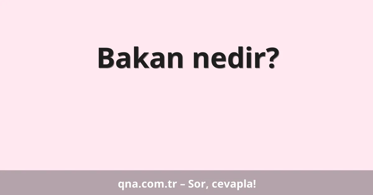 Bakan nedir?