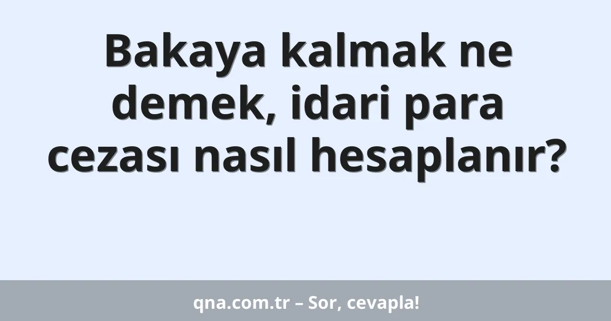 Bakaya kalmak ne demek, idari para cezası nasıl hesaplanır?