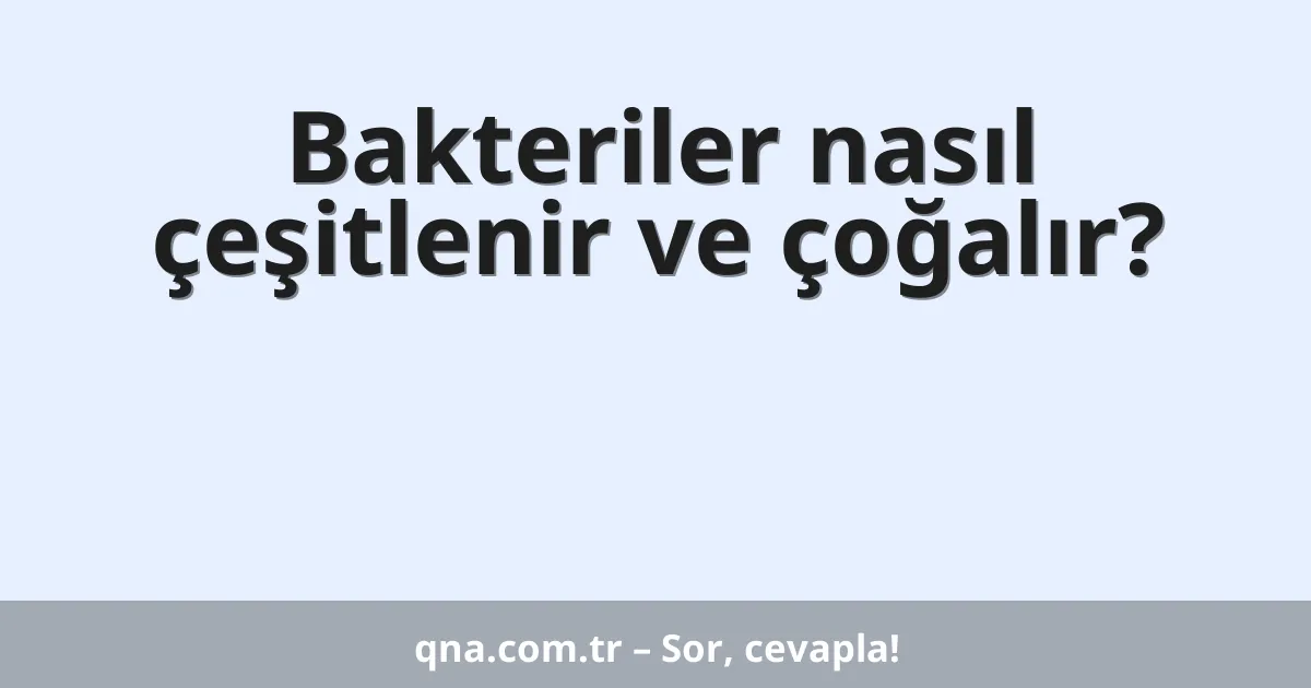 Bakteriler nasıl çeşitlenir ve çoğalır?