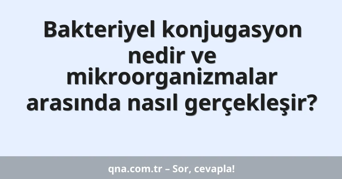 Bakteriyel konjugasyon nedir ve mikroorganizmalar arasında nasıl gerçekleşir?