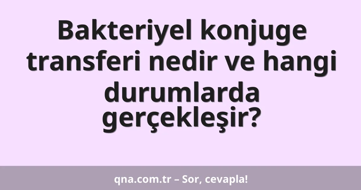 Bakteriyel konjuge transferi nedir ve hangi durumlarda gerçekleşir?
