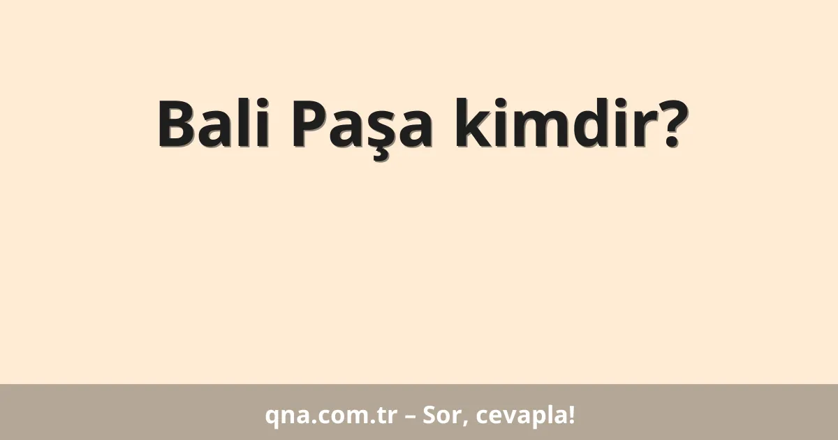 Bali Paşa kimdir?