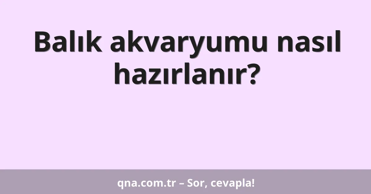 Balık akvaryumu nasıl hazırlanır?