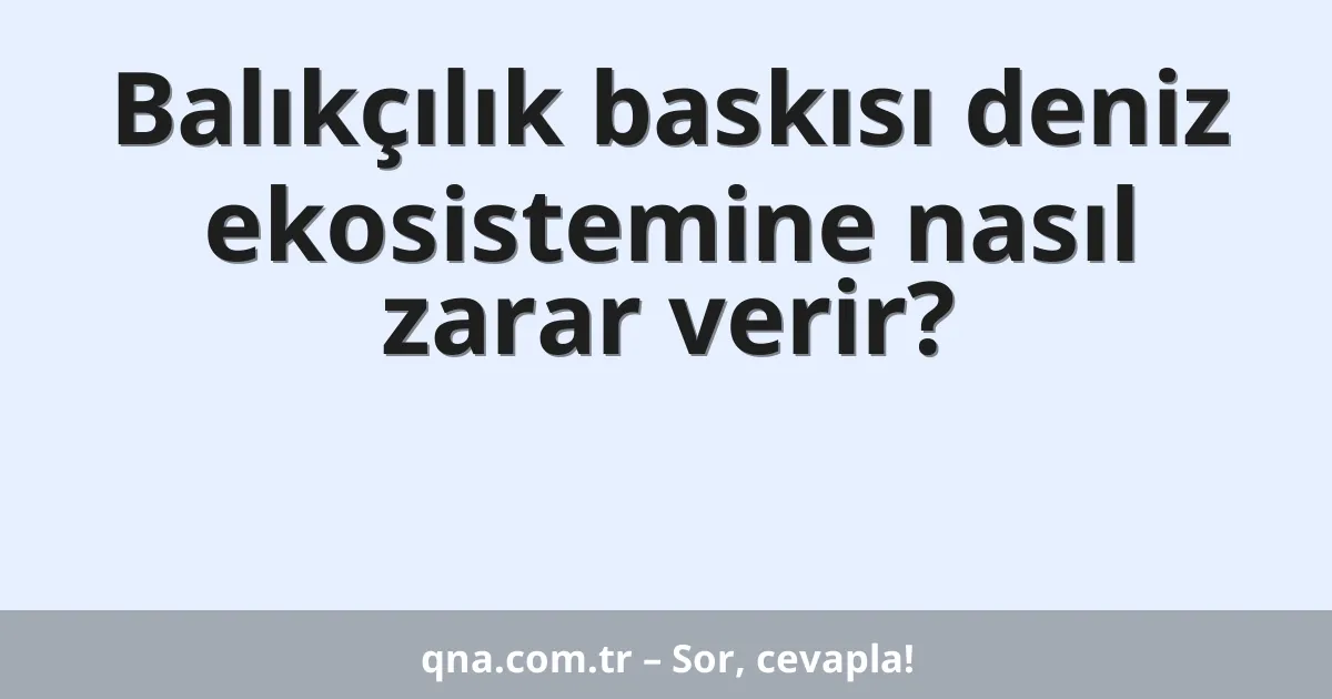 Balıkçılık baskısı deniz ekosistemine nasıl zarar verir?