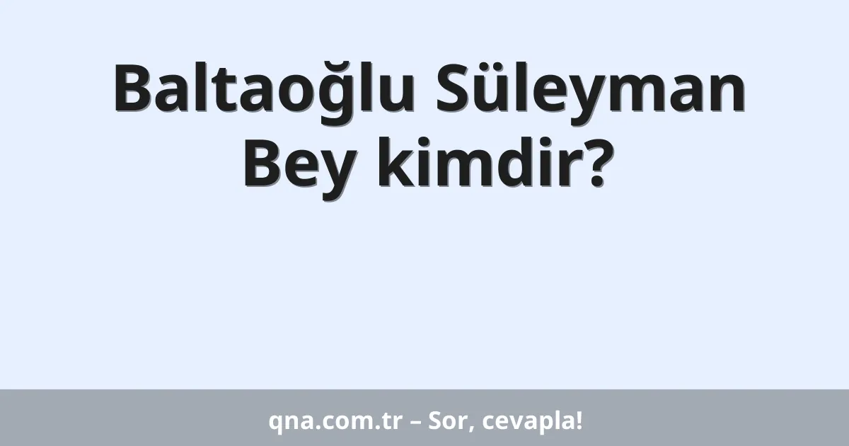 Baltaoğlu Süleyman Bey kimdir?
