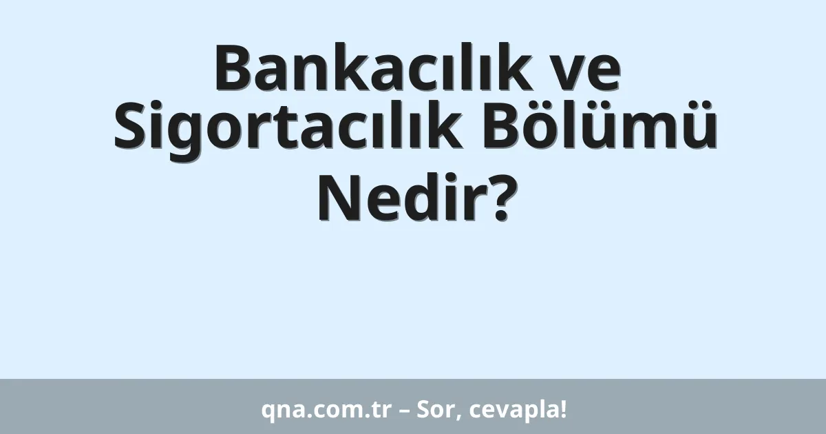 Bankacılık ve Sigortacılık Bölümü Nedir?