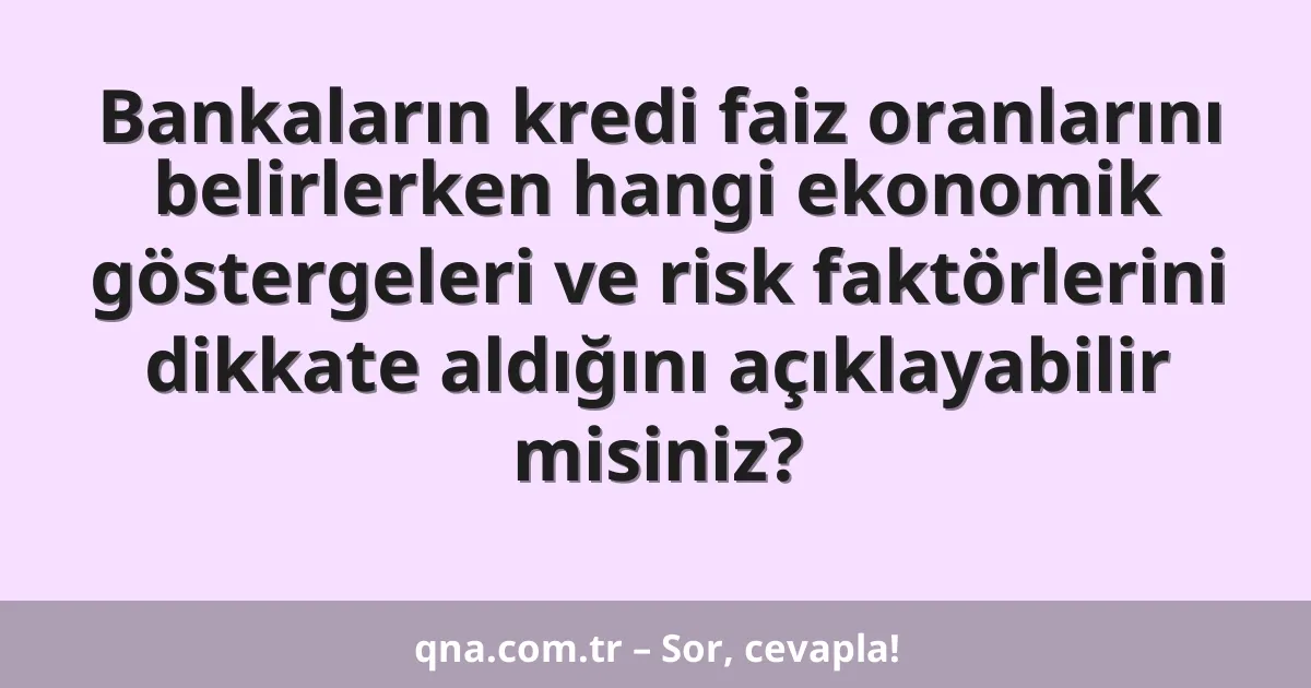 Bankaların kredi faiz oranlarını belirlerken hangi ekonomik göstergeleri ve risk faktörlerini dikkate aldığını açıklayabilir misiniz?