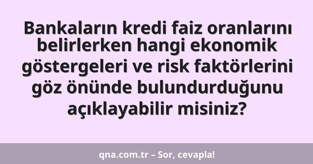 Bankaların kredi faiz oranlarını belirlerken hangi ekonomik göstergeleri ve risk faktörlerini göz önünde bulundurduğunu açıklayabilir misiniz?
