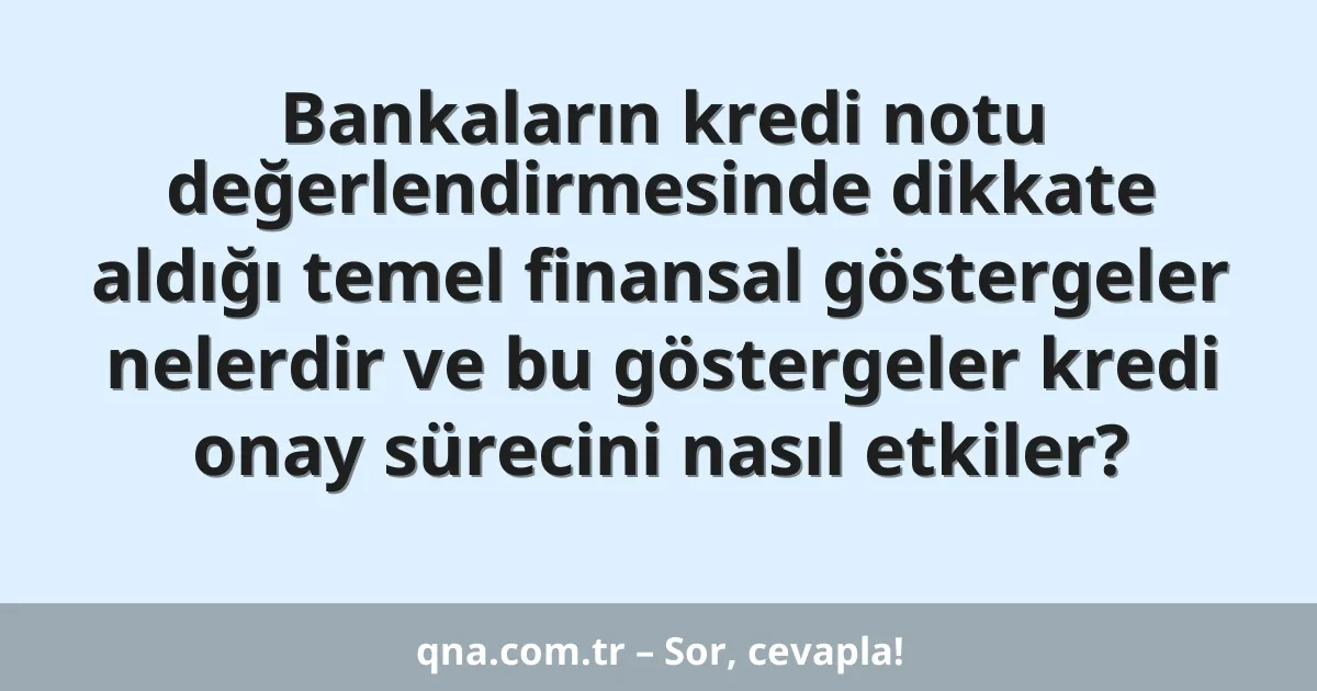 Bankaların kredi notu değerlendirmesinde dikkate aldığı temel finansal göstergeler nelerdir ve bu göstergeler kredi onay sürecini nasıl etkiler?