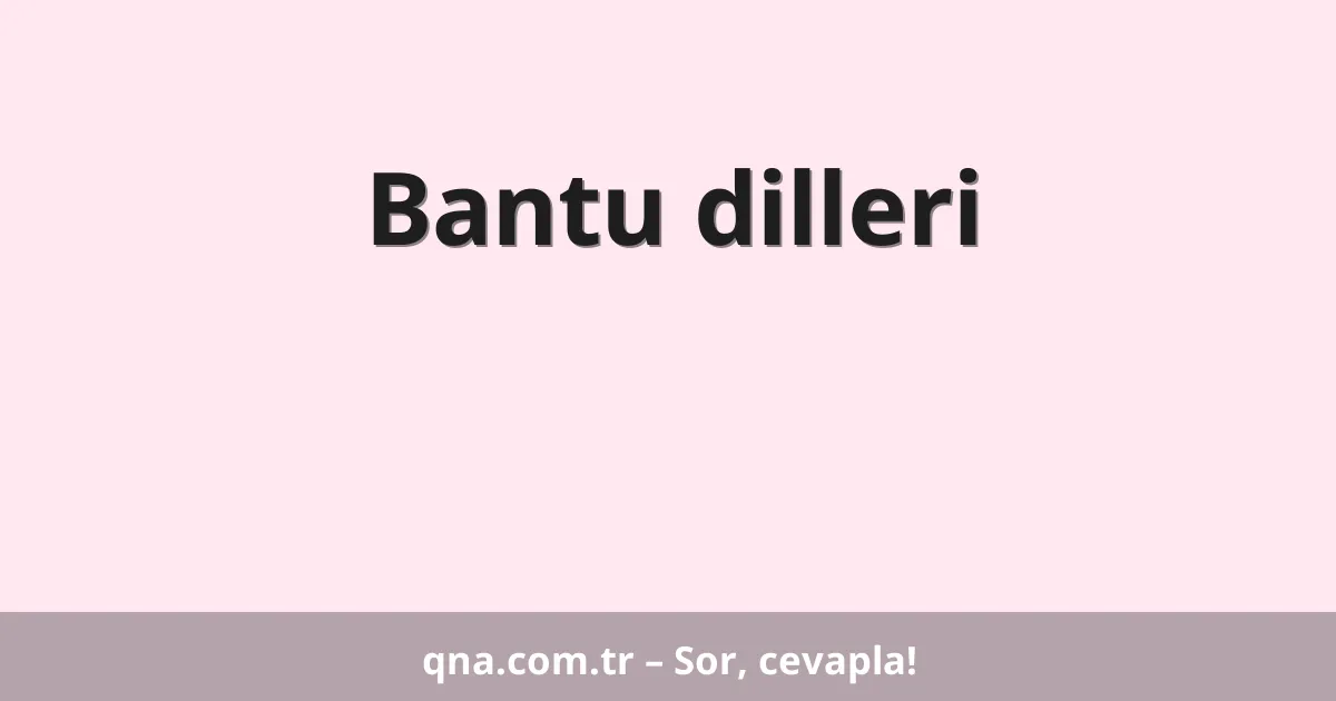 Bantu dilleri