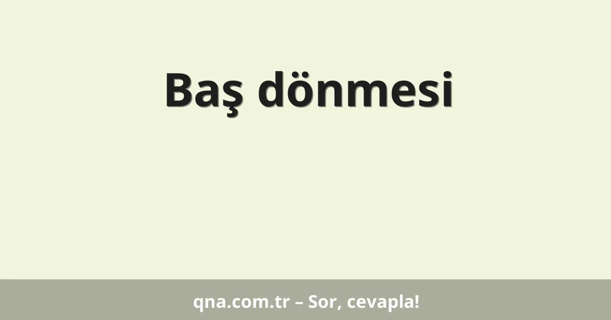 Baş dönmesi