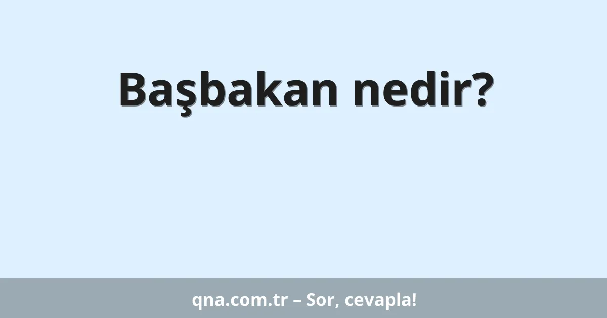 Başbakan nedir?