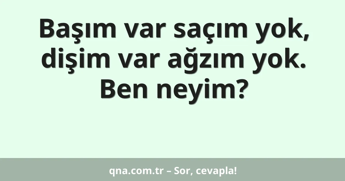 Başım var saçım yok, dişim var ağzım yok. Ben neyim?