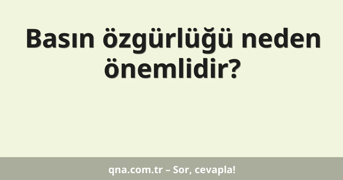Basın özgürlüğü neden önemlidir?