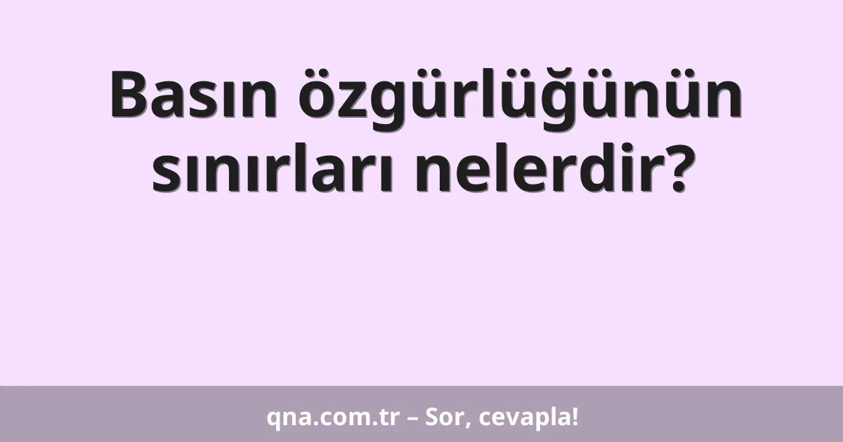 Basın özgürlüğünün sınırları nelerdir?