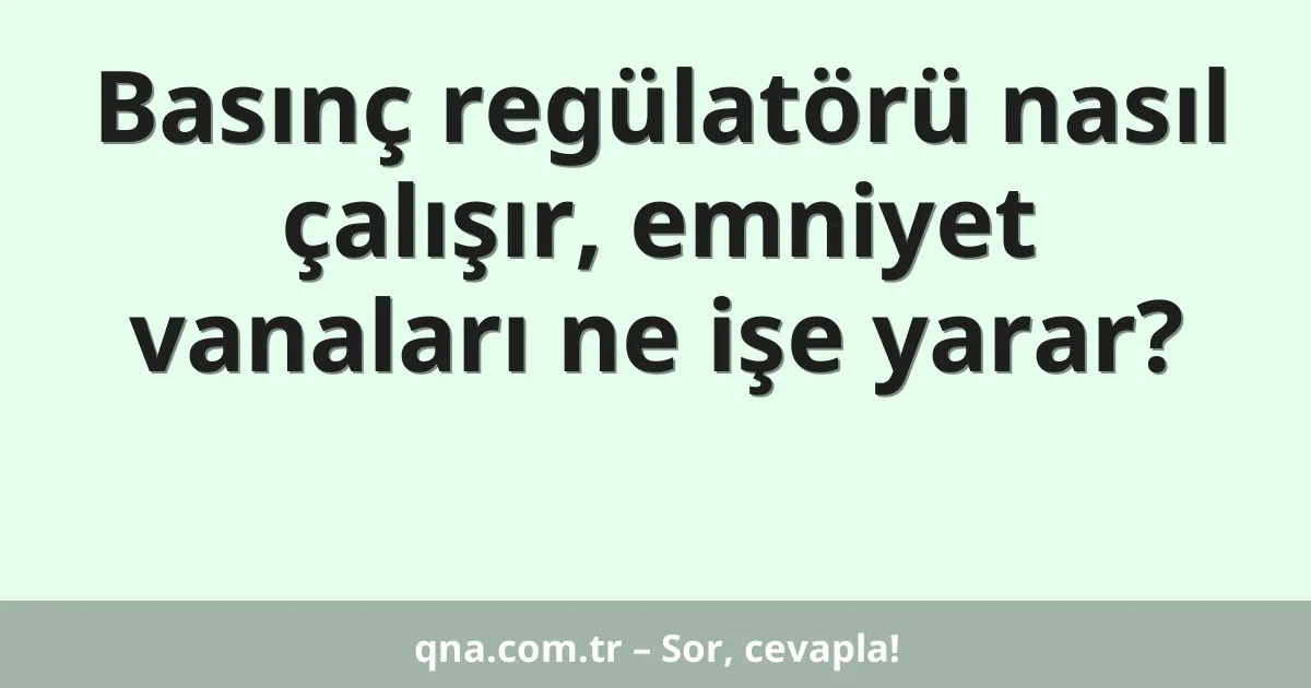 Basınç regülatörü nasıl çalışır, emniyet vanaları ne işe yarar?