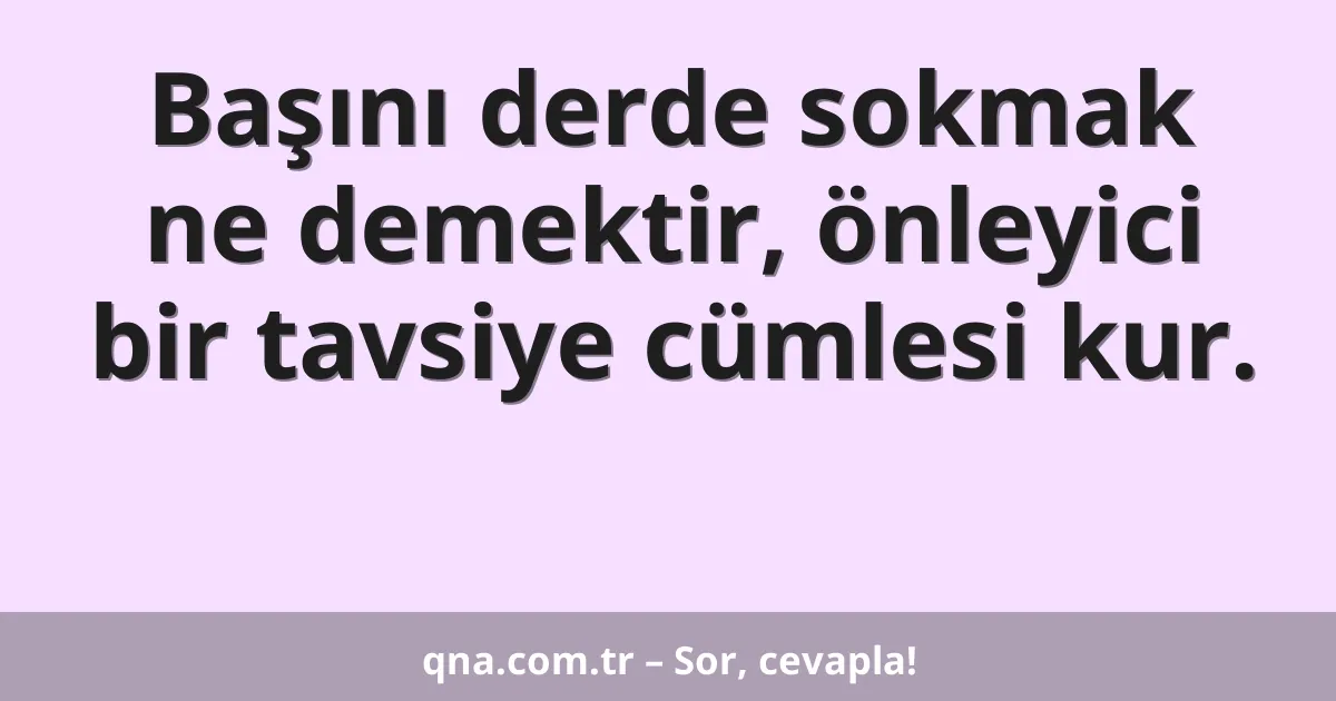 Başını derde sokmak ne demektir, önleyici bir tavsiye cümlesi kur.