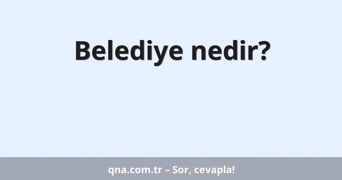 Belediye nedir?