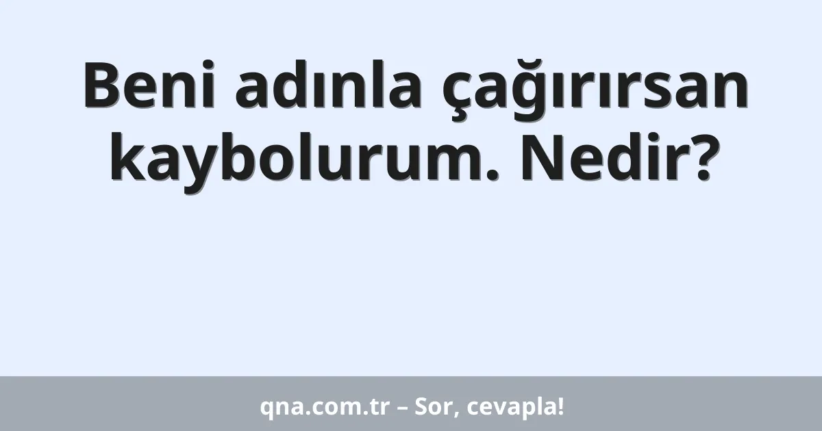 Beni adınla çağırırsan kaybolurum. Nedir?