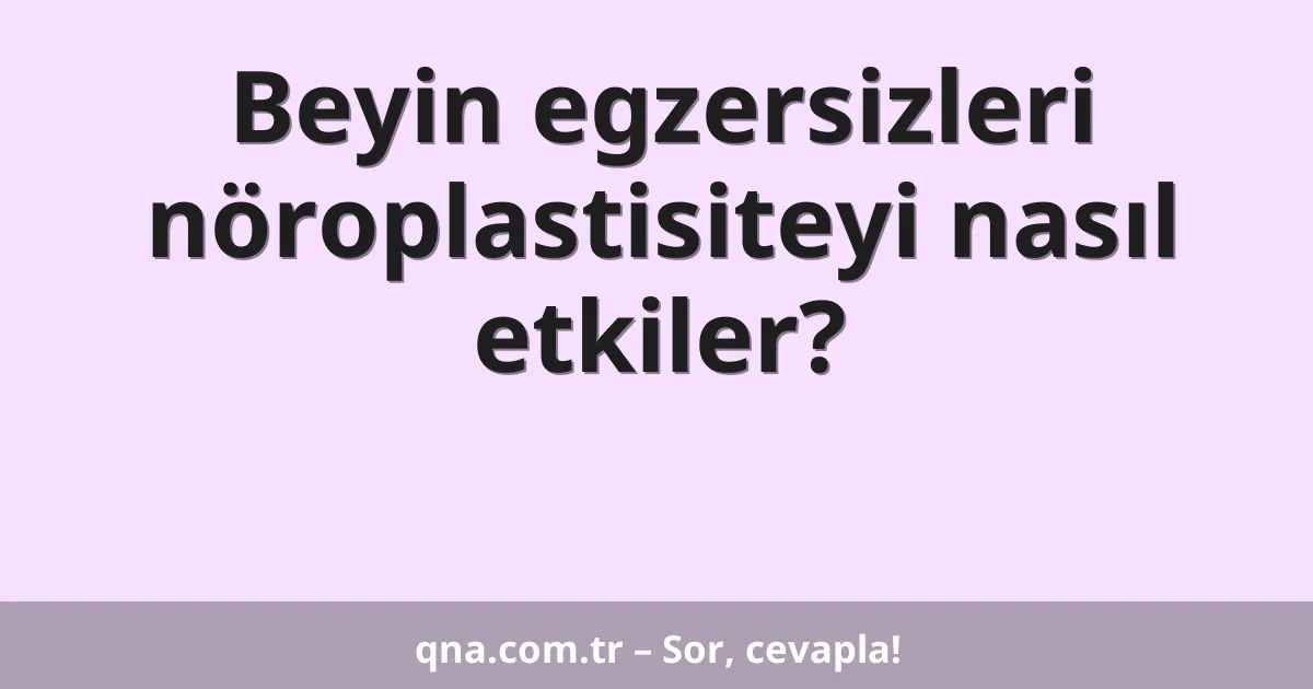 Beyin egzersizleri nöroplastisiteyi nasıl etkiler?