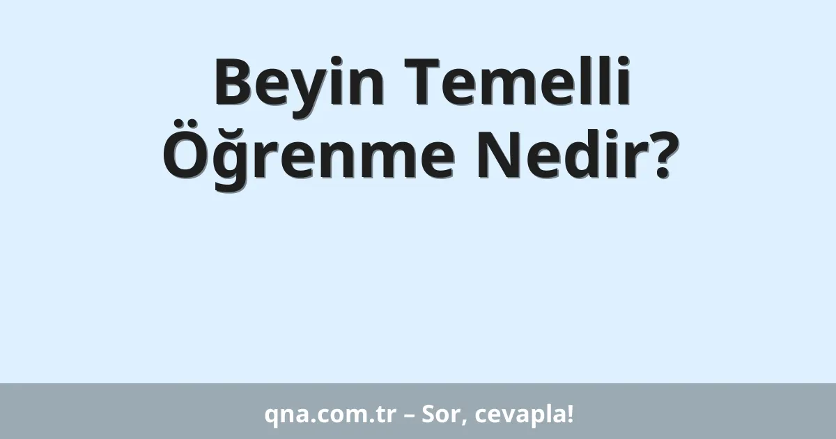 Beyin Temelli Öğrenme Nedir?