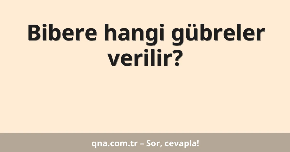 Bibere hangi gübreler verilir?