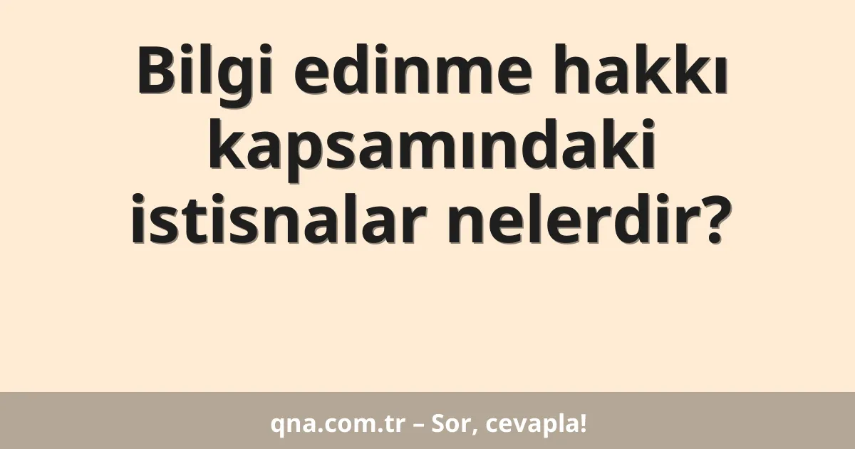 Bilgi edinme hakkı kapsamındaki istisnalar nelerdir?