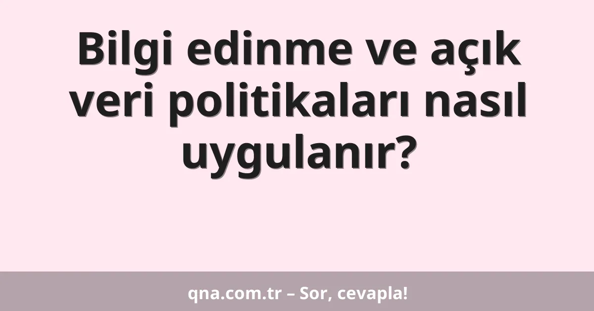 Bilgi edinme ve açık veri politikaları nasıl uygulanır?