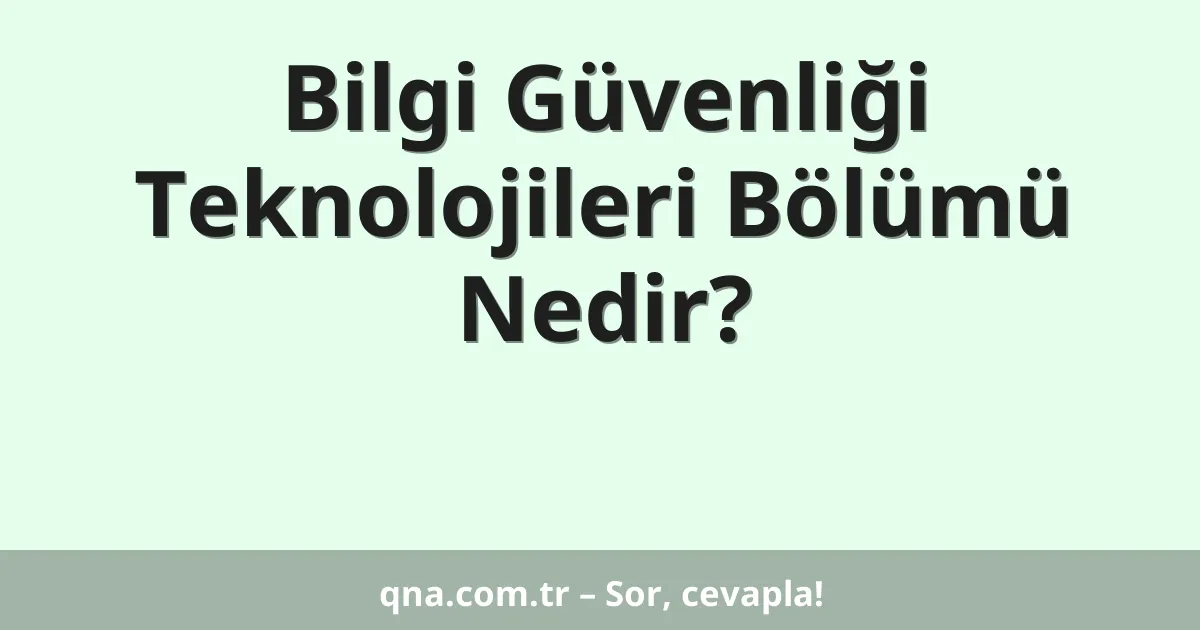 Bilgi Güvenliği Teknolojileri Bölümü Nedir?