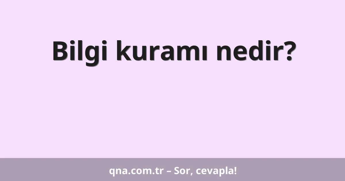 Bilgi kuramı nedir?