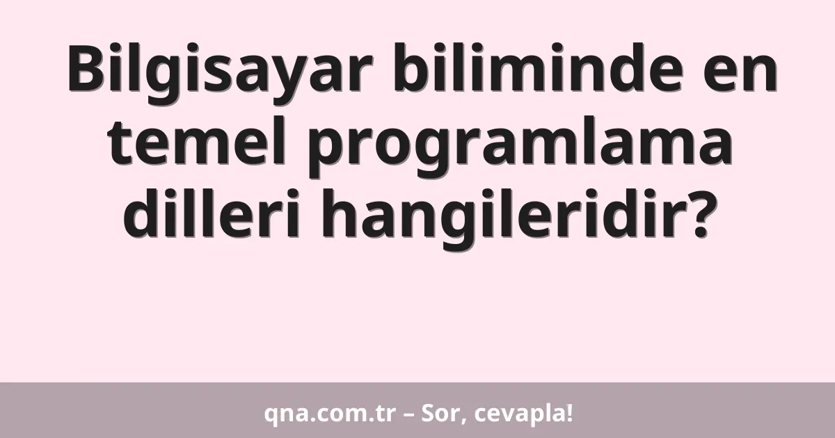 Bilgisayar biliminde en temel programlama dilleri hangileridir?