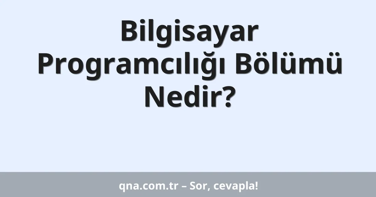 Bilgisayar Programcılığı Bölümü Nedir?