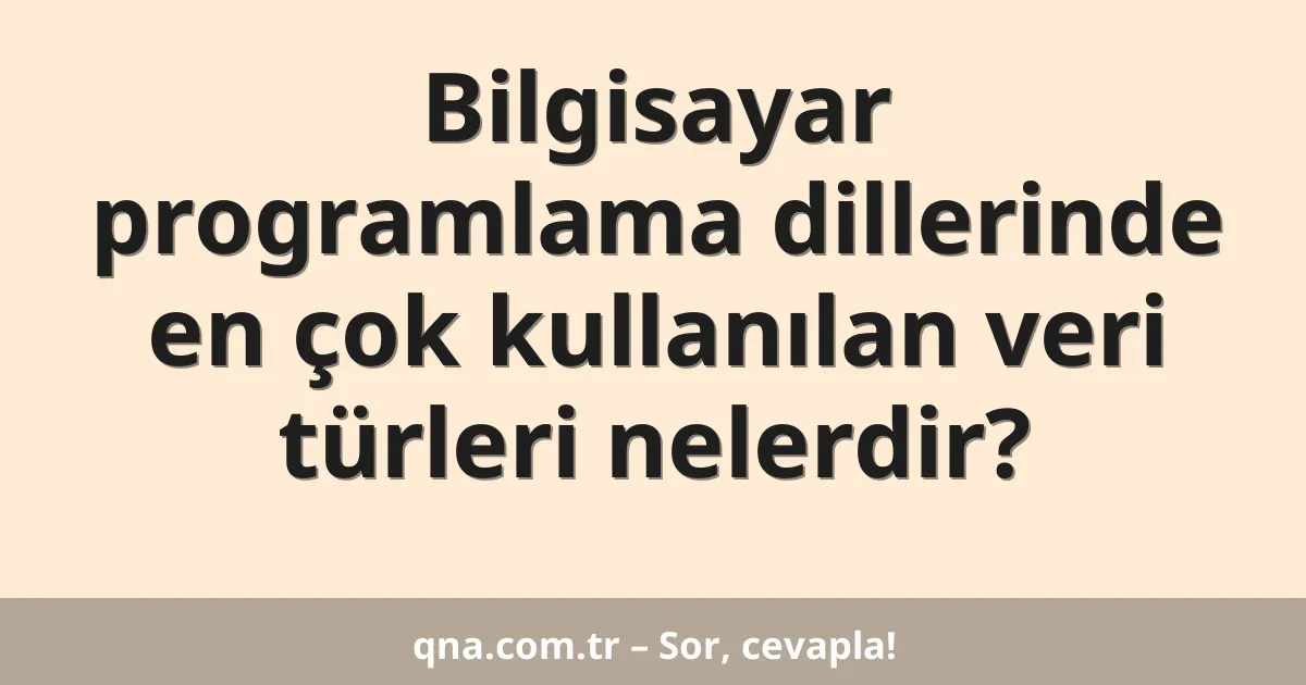 Bilgisayar programlama dillerinde en çok kullanılan veri türleri nelerdir?