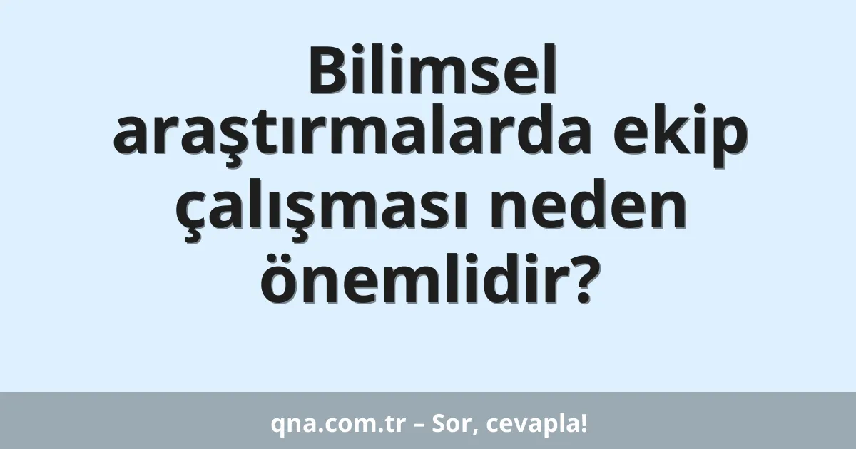 Bilimsel araştırmalarda ekip çalışması neden önemlidir?