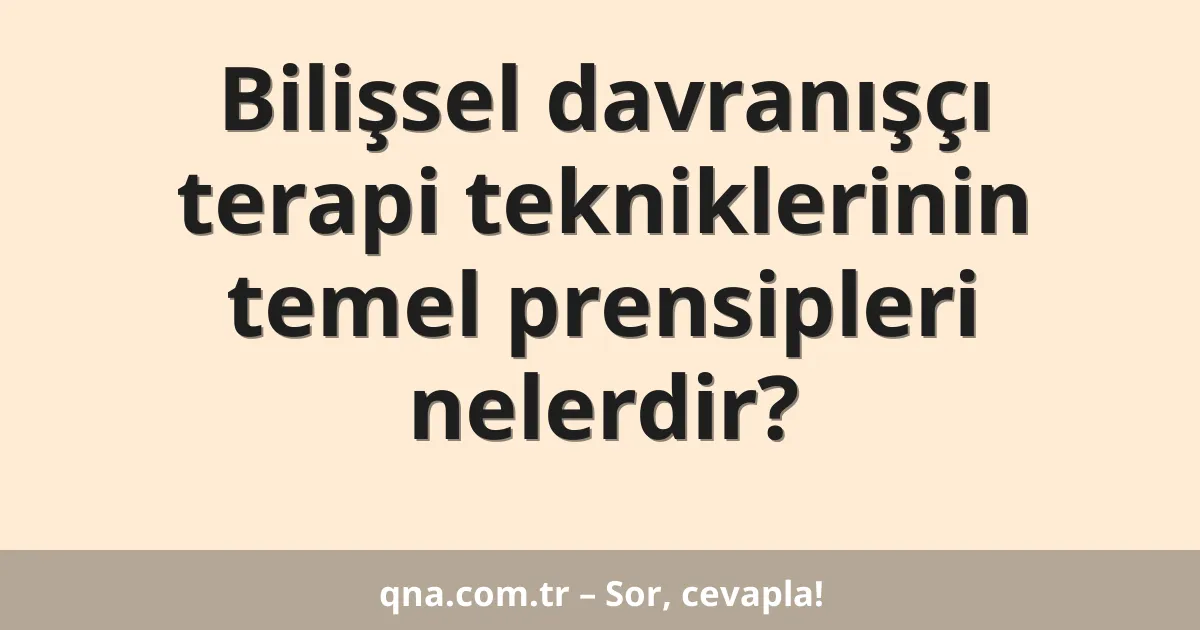 Bilişsel davranışçı terapi tekniklerinin temel prensipleri nelerdir?